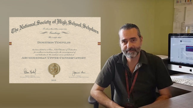 Mr. Dimitris Timpilis Named Claes Nobel Educator Of Distinction