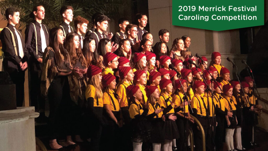 The combined Archimedean Academy (Elementary) and Archimedean Upper Conservatory (High School) Chorus “Chorodia” performing on December 5, 2019 in the Caroling Competition