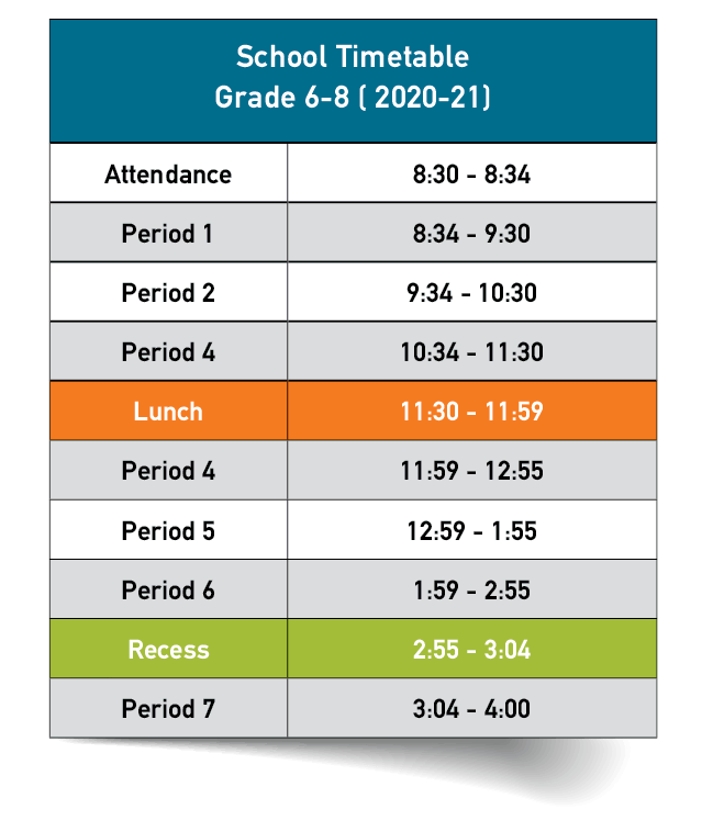 amc school timetable